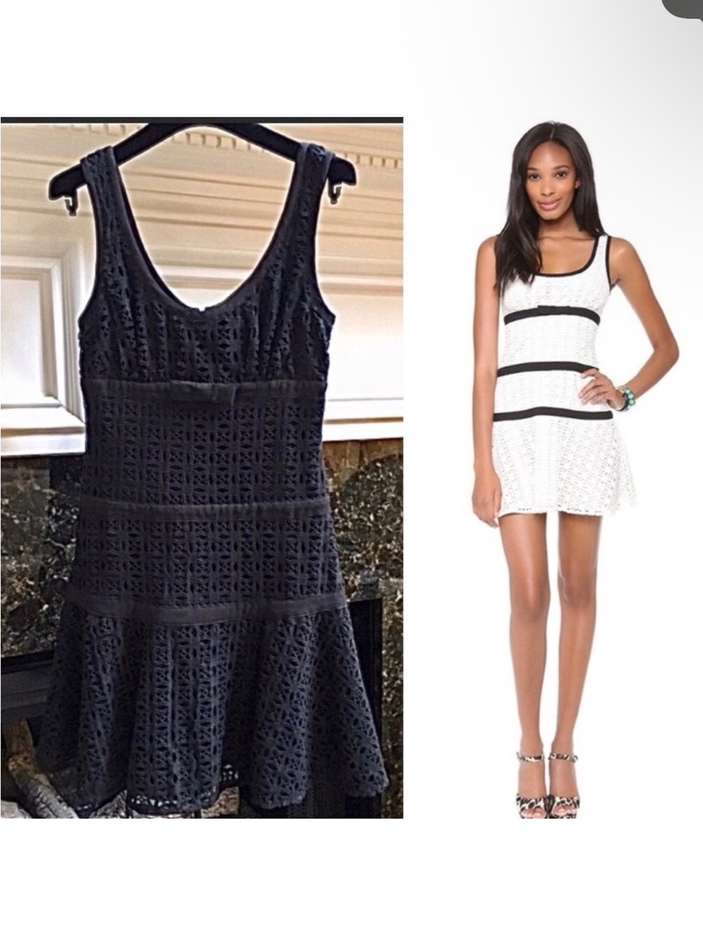 Juicy Couture Black Lace Felicity ribbon detail Mini Dress sz.0